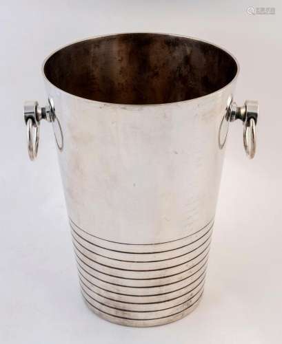 A French Art Deco silver plated champagne bucket together wi...