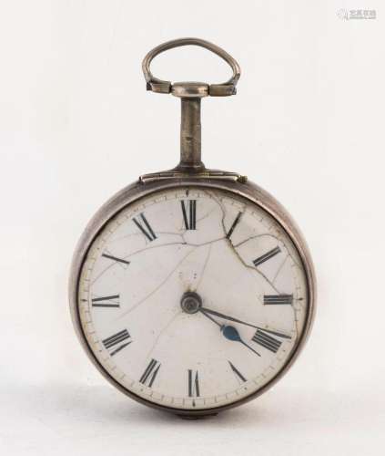 An antique English sterling silver cased pocket watch with v...