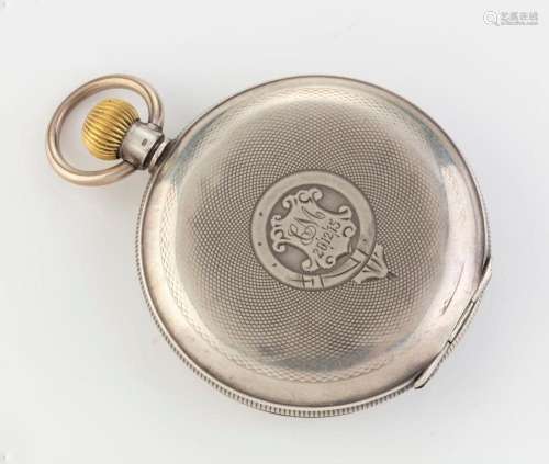 An antique 800 silver full hunter pocket watch with Roman nu...