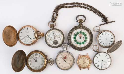 Eight assorted watches including a silver cased moonphase fo...