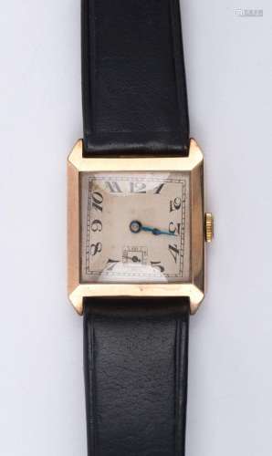 An Art Deco gent s wristwatch, 9ct rose gold case with Arabi...