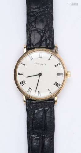 TIFFANY & CO. gent s 14ct gold cased wristwatch with Rom...