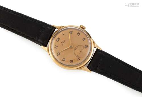 OMEGA manual wristwatch in yellow gold case with Arabic nume...