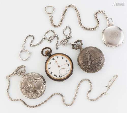 Four assorted pocket watches including an antique OMEGA stee...