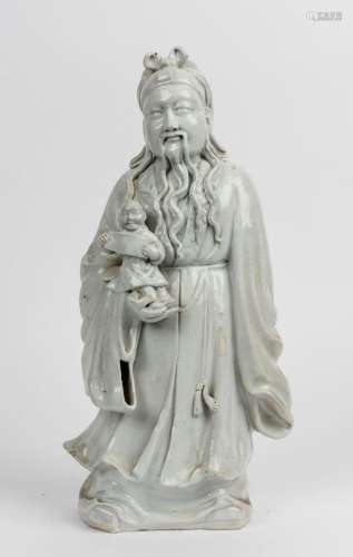 Blanc de chine porcelain statue of a man and child 19th/20th...