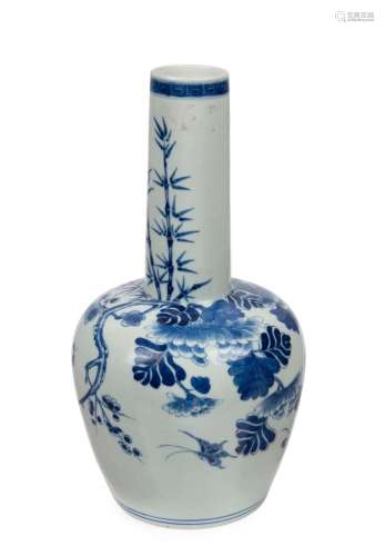 Bleu de Hue porcelain vase with bamboo and floral motif, 19t...
