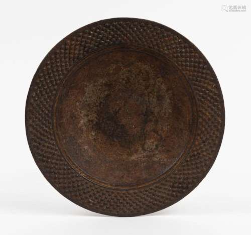 An antique Chinese bronze medicine bowl with inscription to ...