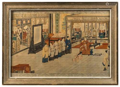 A Chinese court scene painting on silk, 19th/20th century, 2...