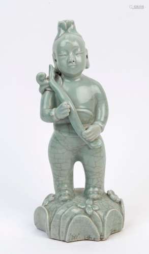 A Chinese celadon porcelain statue of Buddha as a boy, Repub...