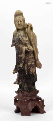 A Chinese carved soapstone Guanyin statue, 20th century, 35c...