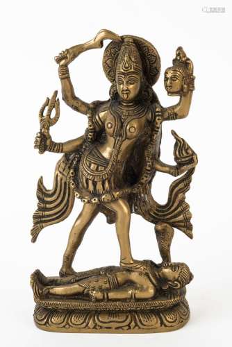 An Indian cast bronze statue of Kali, 20th century, 24cm hig...