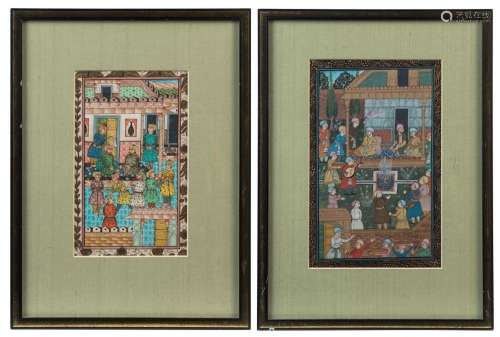 Two Indo-Persian court scene paintings, early to mid 20th ce...