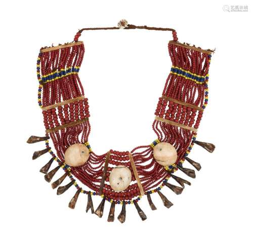 NAGA beaded necklace: Made from ceramic beads, shells, anima...