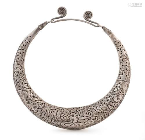 MIAO tribal silver neck ring, 20th century, 32cm high, 30cm ...