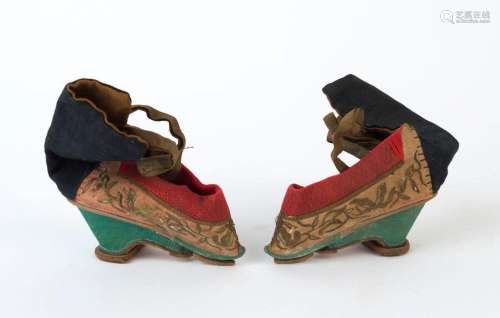 A pair of Chinese embroidered Lotus Shoes, late 19th century...