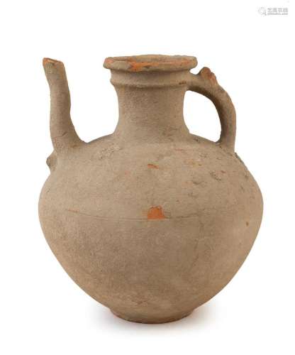 A Byzantine terracotta water jug. Intact with minor chipping...