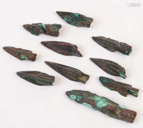 A group of ten Greek bronze arrowheads, circa 5th to 3rd Cen...