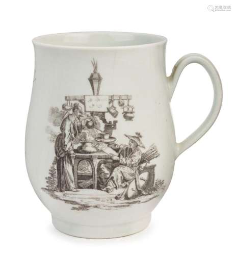 ROYAL WORCESTER early porcelain mug with Chinese scene, circ...