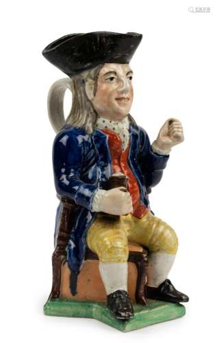 "THE SQUIRE" antique Staffordshire pottery toby ju...