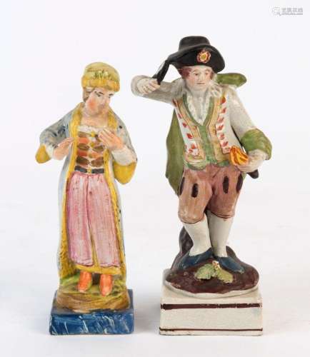 Two Staffordshire porcelain statues, early 19th century, 15....