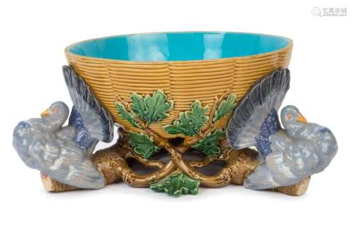 MINTON majolica "Dove" centrepiece bowl, circa 187...