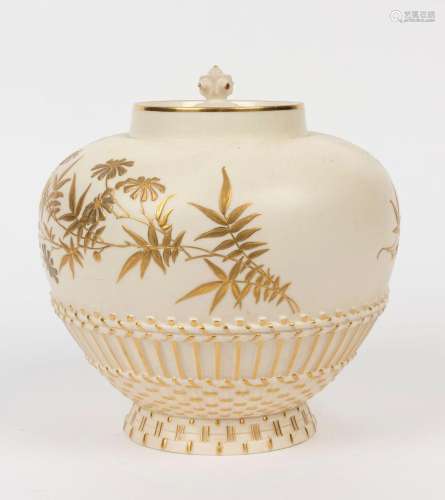 ROYAL WORCESTER antique English porcelain lidded mantel vase...