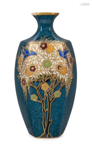 ROYAL WORCESTER Secessionist style vase with blue ground, ci...