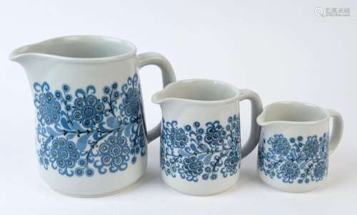 ARABIA WARE set of three graduated Finnish porcelain jugs, c...