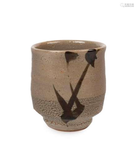 SHOJI HAMADA studio pottery beaker in original spruce box, 8...
