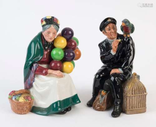 ROYAL DOULTON porcelain statues, "The Old Balloon Selle...