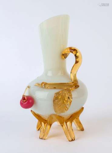 STEVENS & WILLIAMS antique English glass vase with appli...