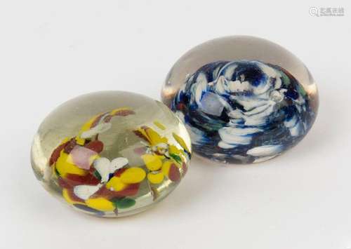 Two antique glass paperweights, 19th century, the larger 4cm...