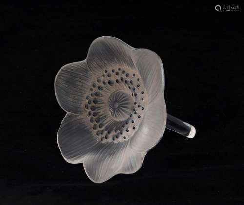 LALIQUE French frosted glass flower ornament, mid to late 20...