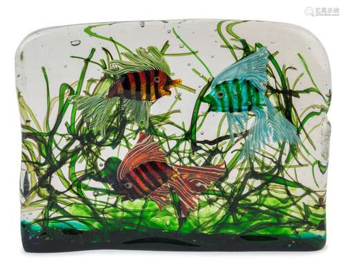 CENEDESE "Aquarium" Murano glass fish block by ALF...