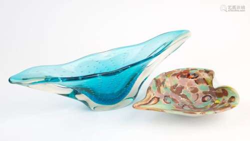 A blue Murano glass console bowl, together with a multi-colo...