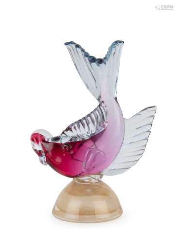 CENEDESE Murano glass fish statue with Aventurina base, by A...