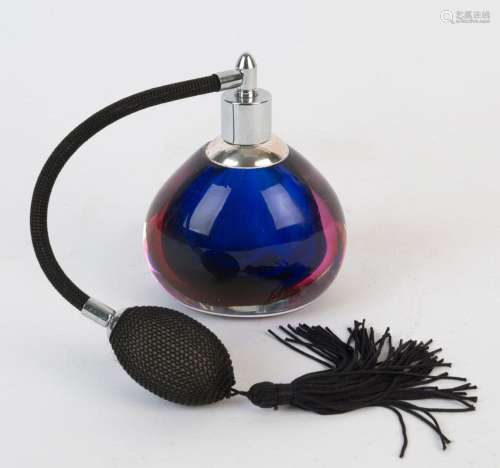 SEGUSO blue and purple Murano Sommerso glass atomizer, 11cm ...