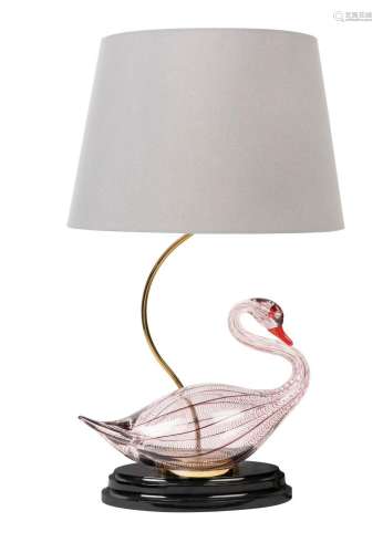 LICIO ZANETTI impressive Murano glass swan table lamp with l...