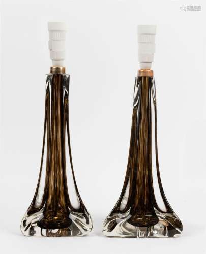 A pair of Murano glass table lamp bases, mid 20th century, 4...