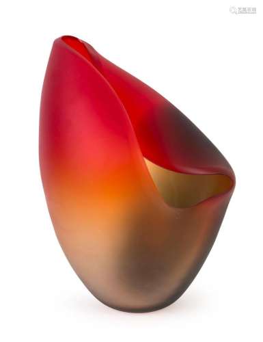 BARBINI Satinato Murano art glass vase, signed "Barbini...