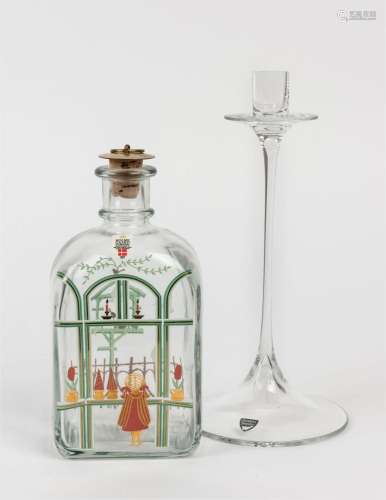 ORREFORS Swedish glass candlestick designed by NILS LANDBERG...