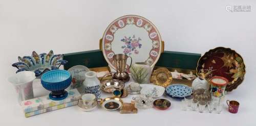 Collection of assorted serving dishes, ornaments, silver pla...