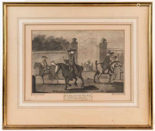 An 18th century engraving titled "A College Gate",...