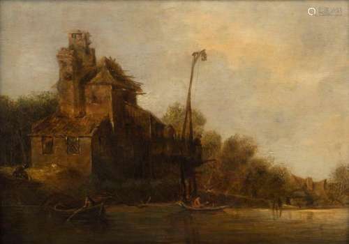 Circle of JAN VAN GOYEN (1596-1656), Dutch canal scene, oil ...