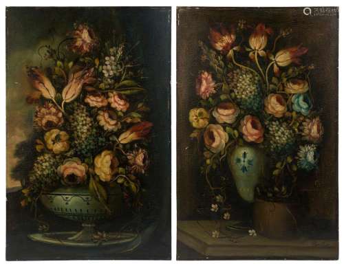 PER MOAR (Dutch school, 19th century), two floral still life...