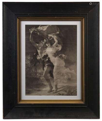 Antique lithograph in antique frame,19th century, 70 x 57cm ...