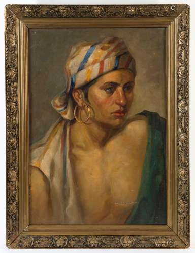 ARTIST UNKNOWN, (portrait of a man in a turban), oil on canv...
