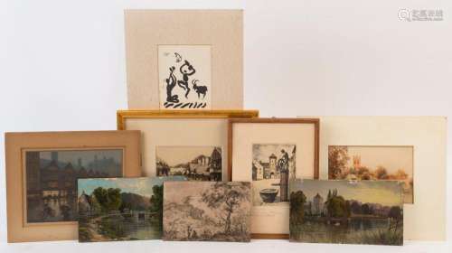 Various small artworks including "Shanklin, Isle of Wig...