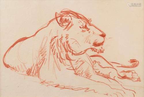 JAMES MINOGUE (1890-1955), lion sketch, pencil on paper, ins...