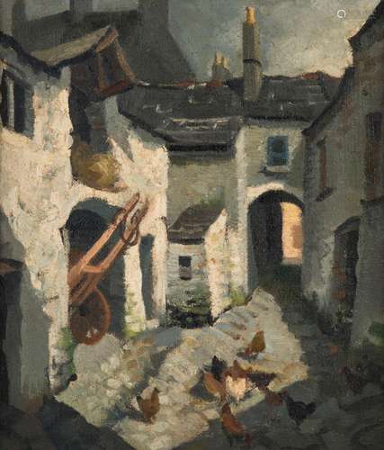 ARTIST UNKNOWN (French school), (farm courtyard), oil on boa...